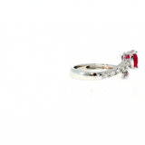 14K White Gold Pear Ruby & Diamond Shared Prong Ring (1.76 TCW)