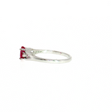 14K White Gold Vintage Oval Ruby & Diamond  Ring