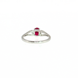 14K White Gold Vintage Oval Ruby & Diamond  Ring