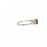 14K White Gold Vintage Oval Ruby & Diamond  Ring