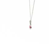14K White Gold Pear Ruby & Diamond Pendant Necklace (18")