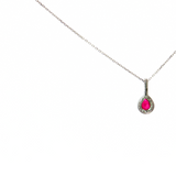 14K White Gold Pear Ruby & Diamond Pendant Necklace (18")