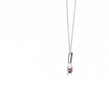 14K White Gold Pear Ruby & Diamond Pendant Necklace (18")