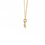 14K Yellow Gold Opal Halo Inlay Pendant Necklace (18")