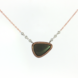 14K Rose Gold & Silver Freeform Opal Diamond Pendant