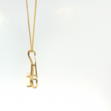 14K Yellow Gold Round Opal & Diamond Pendant Necklace (18")