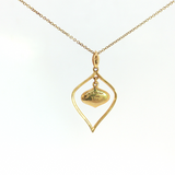 14K Gold Opal Inlay & Diamond Pendant Necklace