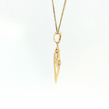 14K Gold Opal Inlay & Diamond Pendant Necklace