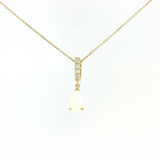 14K Yellow Gold Pear Opal & Diamond Drop Pendant Necklace (18")
