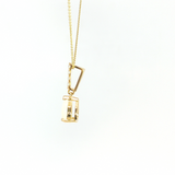 14K Yellow Gold Pear Opal & Diamond Drop Pendant Necklace (18")