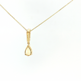 14K Yellow Gold Pear Opal & Diamond Drop Pendant Necklace (18")