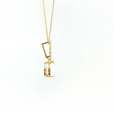 14K Yellow Gold Pear Opal & Diamond Drop Pendant Necklace (18")
