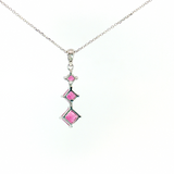 14K White Gold Three-Stone Tourmaline Pendant Necklace (1.00 TCW)