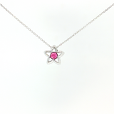 14K White Gold Star Slide Tourmaline & Diamond Pendant