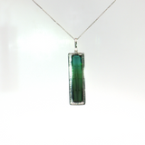 14K White Gold Blue-Green Tourmaline Geometric Pendant (16.44ct)