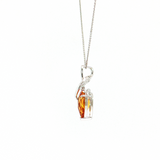 2.85 Ct Pear Citrine & Diamond Pendant in 14K White Gold | 18" Chain