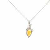 2.85 Ct Pear Citrine & Diamond Pendant in 14K White Gold | 18" Chain