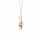 2.85 Ct Pear Citrine & Diamond Pendant in 14K White Gold | 18" Chain