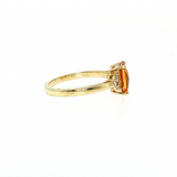 1.55 Ct Rectangular Citrine & Diamond Ring | 14K Yellow Gold