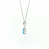 1.30 Ct Sky Blue Topaz & Diamond Pendant in 14K White Gold | 18" Chain