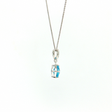 1.30 Ct Sky Blue Topaz & Diamond Pendant in 14K White Gold | 18" Chain
