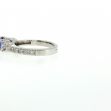 Princess Cut Tanzanite & Diamond Three-Stone Ring in 14K White Gold