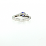 Princess Cut Tanzanite & Diamond Three-Stone Ring in 14K White Gold