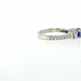 Princess Cut Tanzanite & Diamond Three-Stone Ring in 14K White Gold