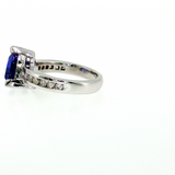 Trillion Cut AAA Tanzanite & Round Diamond Statement Ring in 14K White Gold