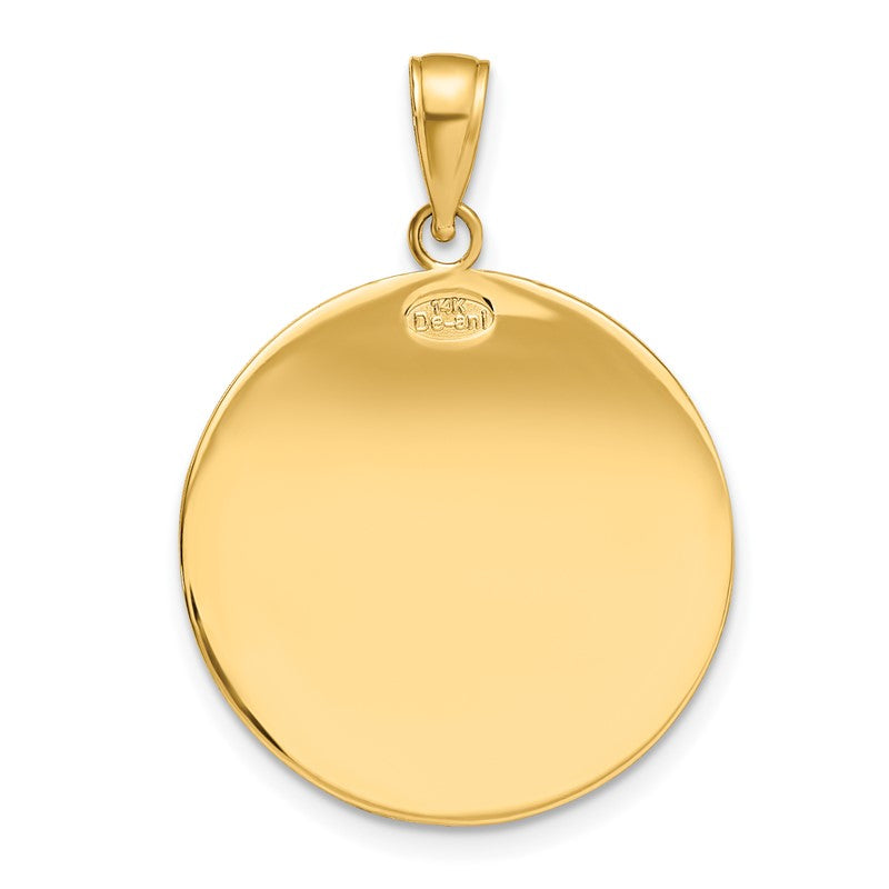 14k Polished and Satin Solid Saint Christopher Medal Round Pendant M1484