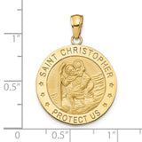 14k Polished and Satin Solid Saint Christopher Medal Round Pendant M1484