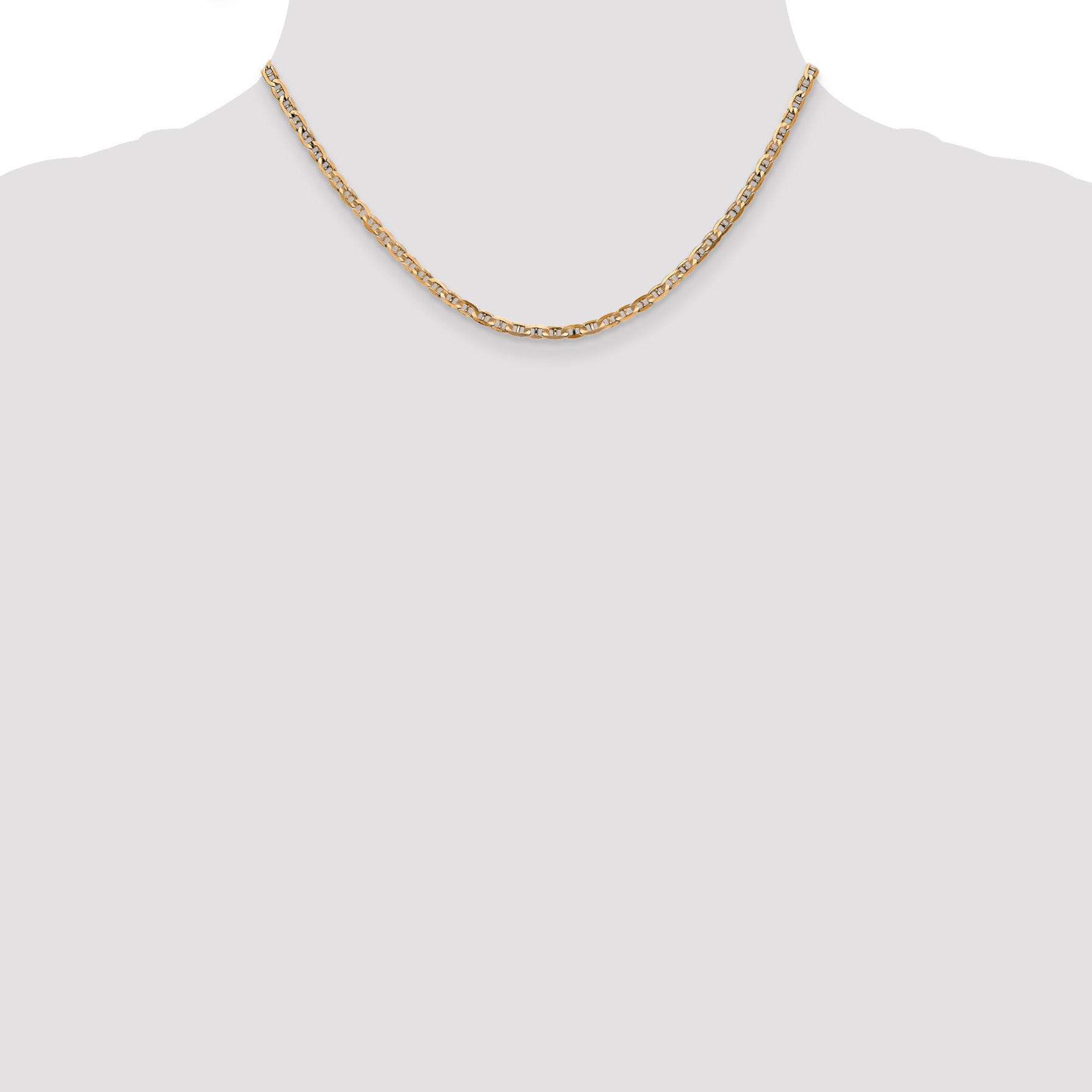 14K 10 inch 3mm Concave Anchor with Lobster Clasp Chain CCA080