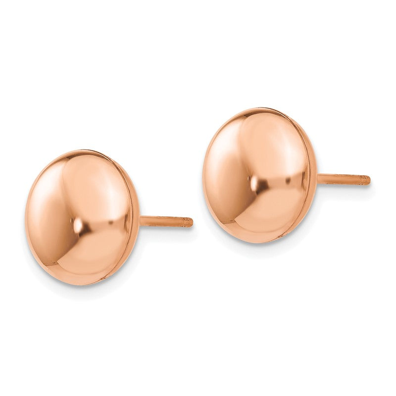14k Rose Gold 10.5mm Polished Puffed Round Button Post Earrings H1027