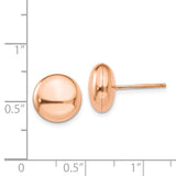 14k Rose Gold 10.5mm Polished Puffed Round Button Post Earrings H1027