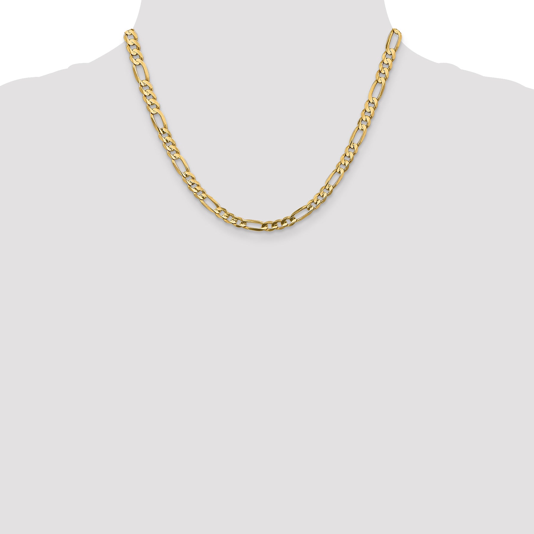 14K 26 inch 5.5mm Concave Open Figaro with Lobster Clasp Chain LFG140