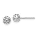 14K White Gold 5.5mm Fancy Pierced Ball Post Earrings YE1691