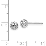 14K White Gold 5.5mm Fancy Pierced Ball Post Earrings YE1691