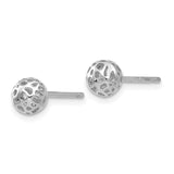 14K White Gold 5.5mm Fancy Pierced Ball Post Earrings YE1691