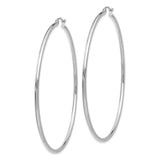14k White Gold 2x65mm Polished Tube Hoop Earrings T836