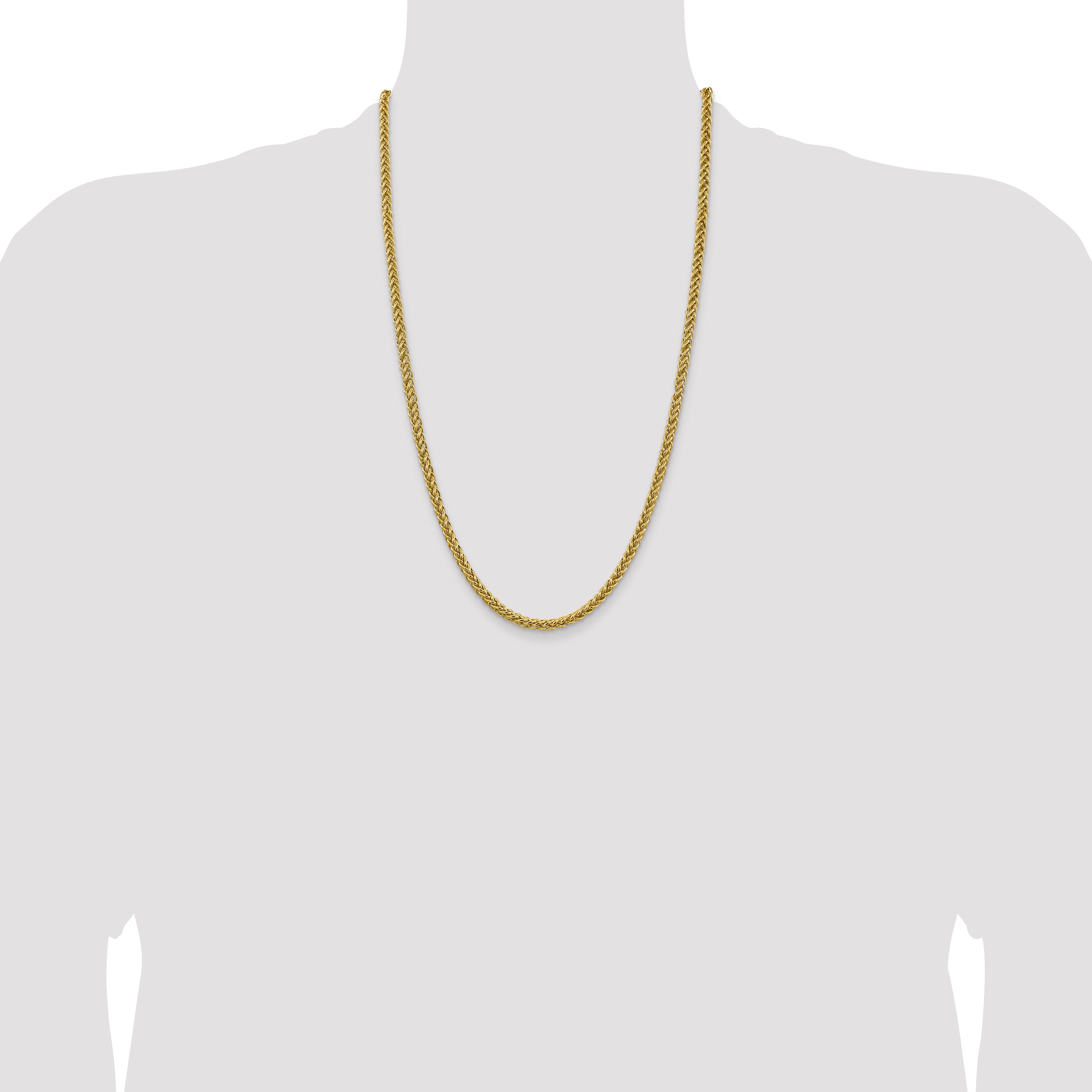 14K 26 inch 4.65mm Semi-Solid 3-Wire Wheat with Lobster Clasp Chain BC178