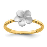 14K Two-tone Brushed and Polished Plumeria Ring D4740