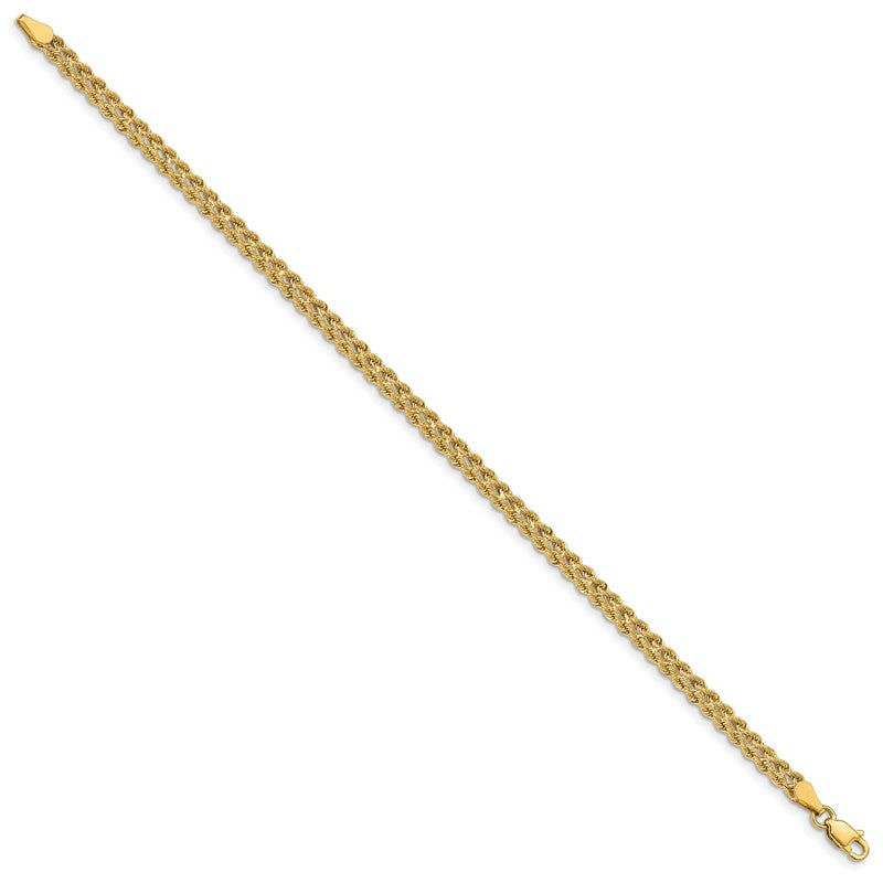 14k 3.75mm Wide Double Strand Rope 7 inch Bracelet 014S2
