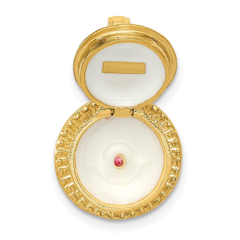 14k 3-D Birthday Cake Opens with Enameled Candle Inside Pendant C2171