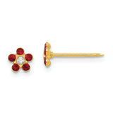 Inverness 14k July Red Crystal Birthstone Flower Post Piercing Earrings 787E