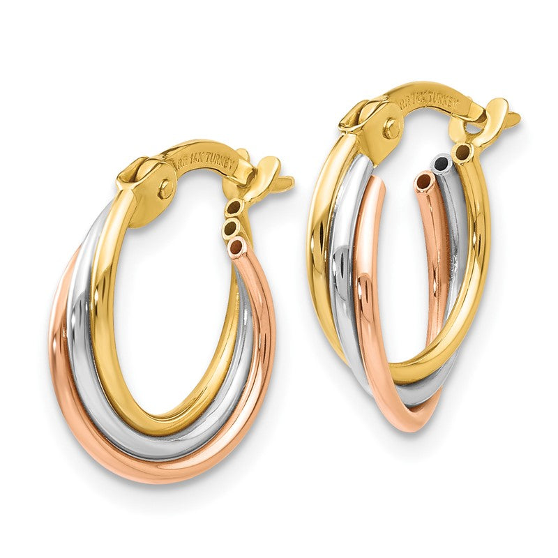 14k Tri-color Twisted Hoop Earrings TL712