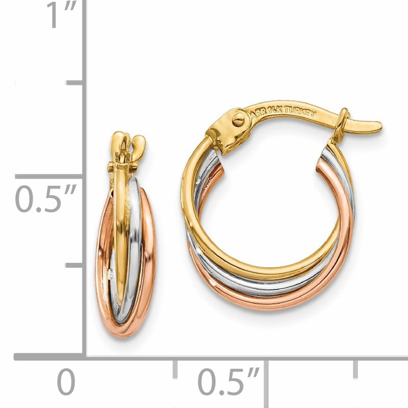 14k Tri-color Twisted Hoop Earrings TL712
