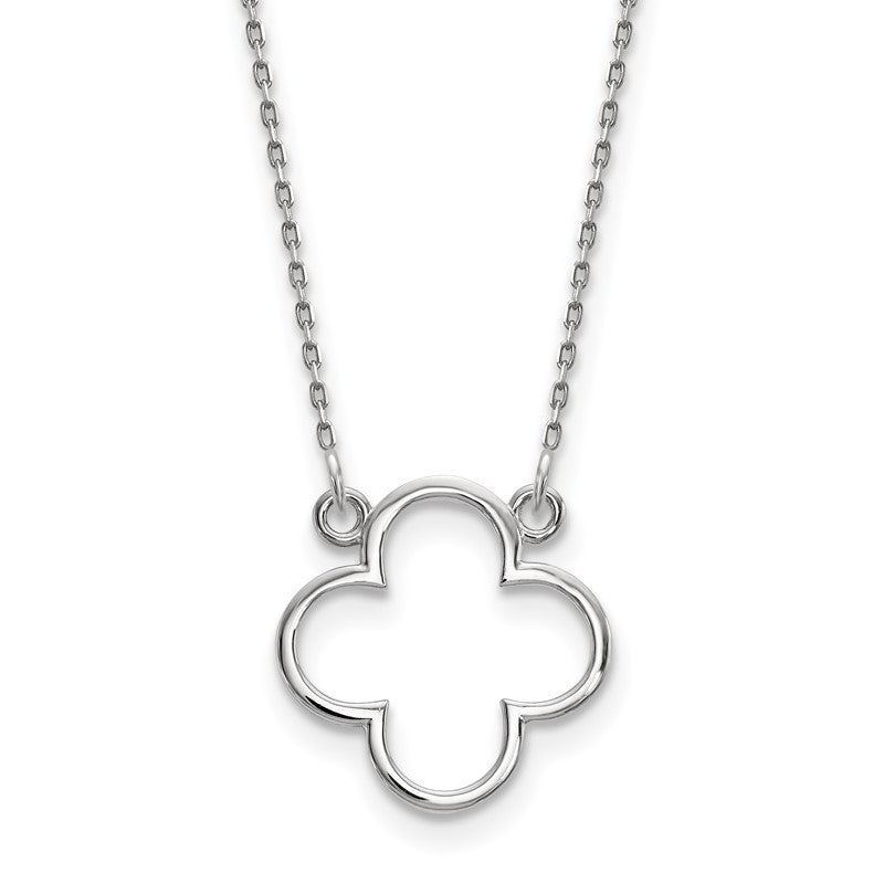 14k White Gold Polished Open Quatrefoil Design 18 inch Necklace XP5054W