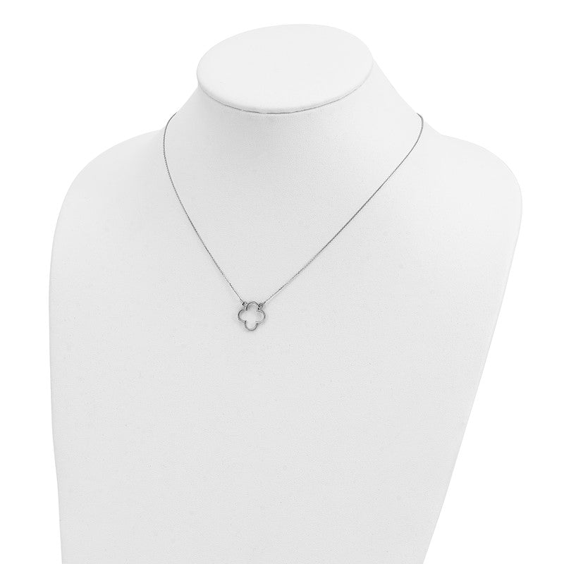 14k White Gold Polished Open Quatrefoil Design 18 inch Necklace XP5054W