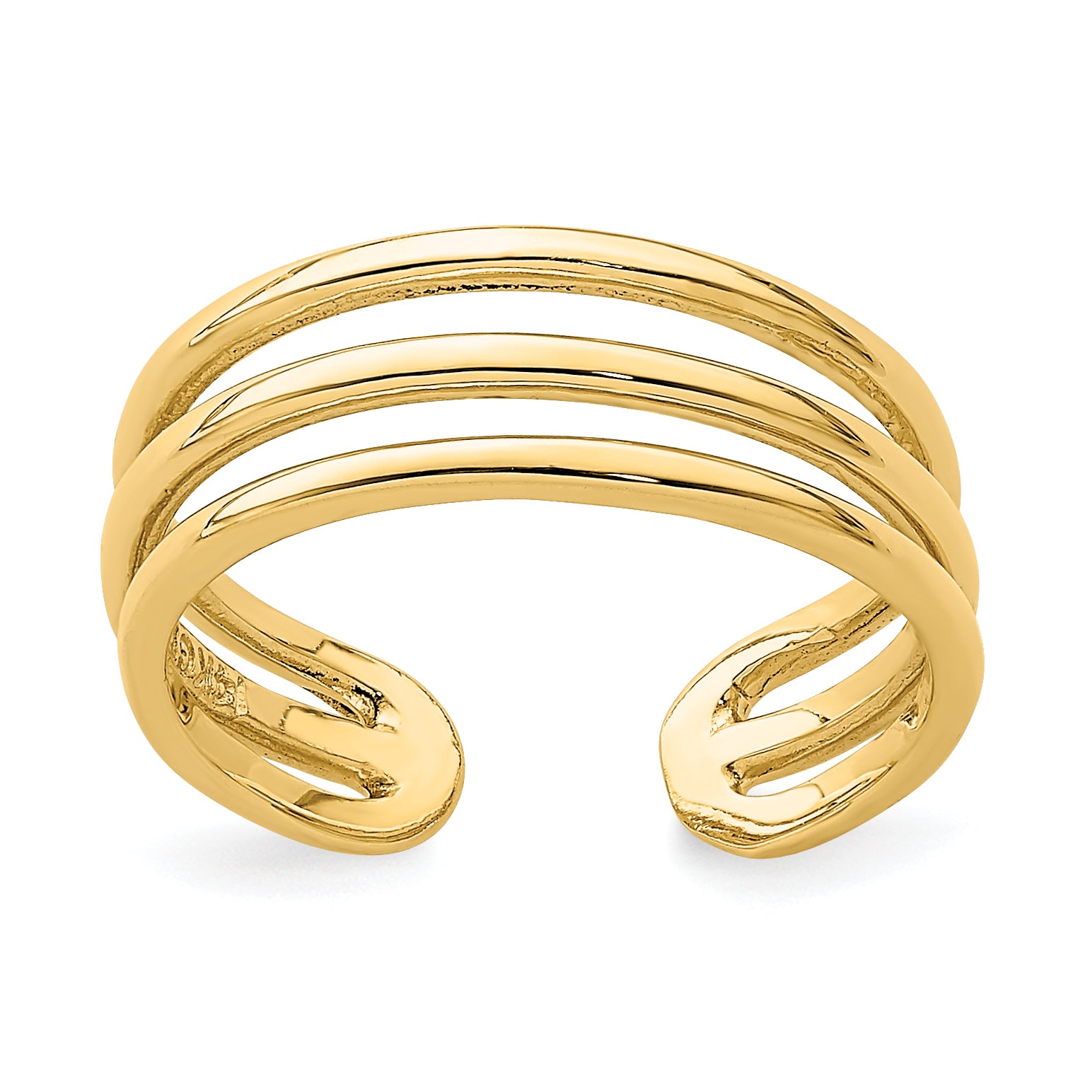 14K Polished 3-Row Toe Ring D4693
