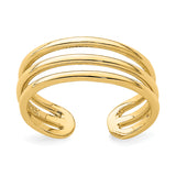 14K Polished 3-Row Toe Ring D4693